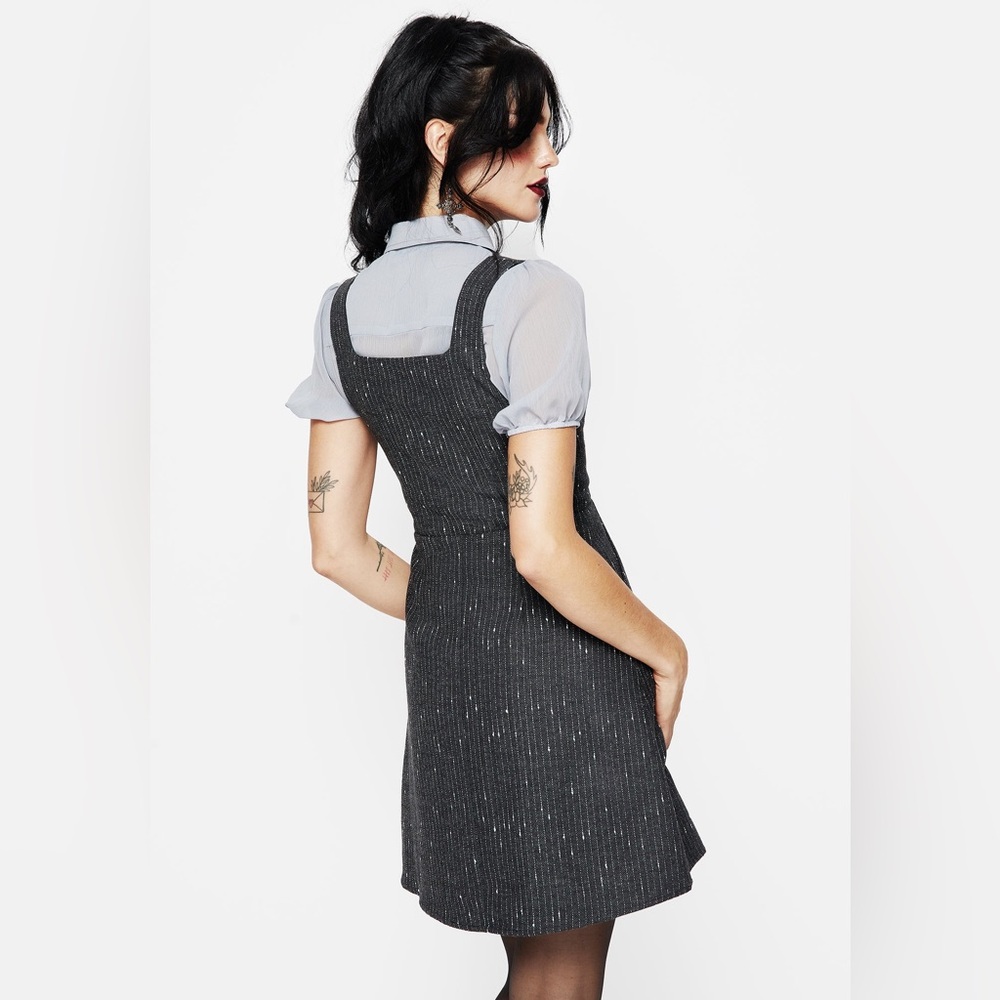NWT Disturbia Isabella Wool Blend Button Up Mini Pinafore Dress - Picture 3 of 7